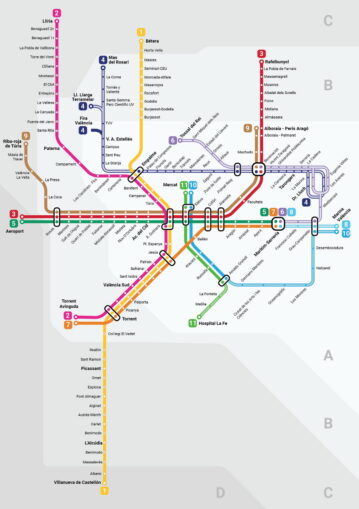 Карта метро Валенсии, фото @Mememe6/Wikimedia Commons/CC BY-SA 4.0 Карта метро Валенсии
