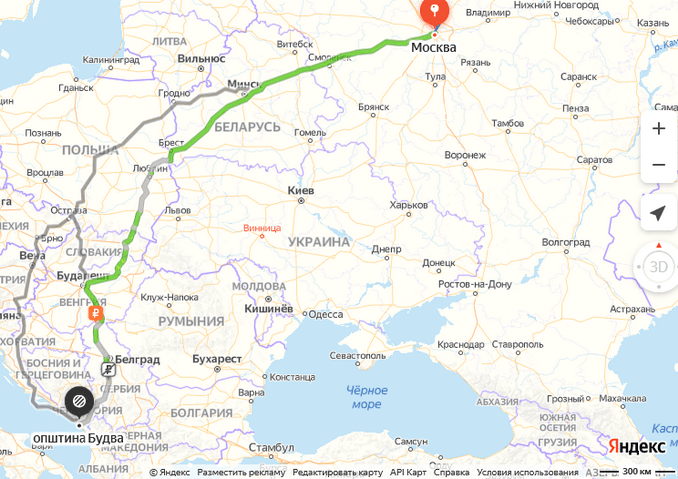 Возможные маршруты поездки из России в Черногорию Маршрут поездки Москва-Черногория на машине