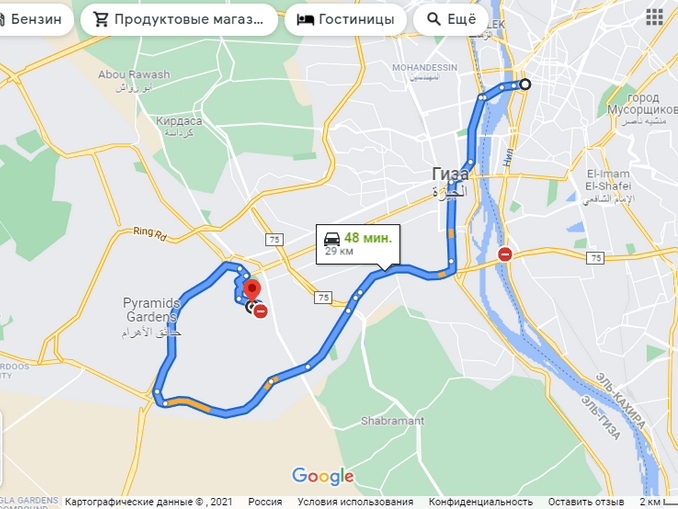 Большой Сфинкс на карте Египта