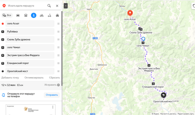 Что нужно посетить в окрестностях Чемала на карте