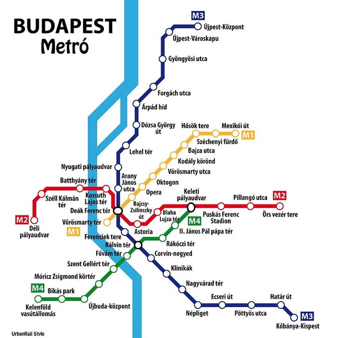 Карта-схема метро Будапешта в 2026 году, budapesht.net